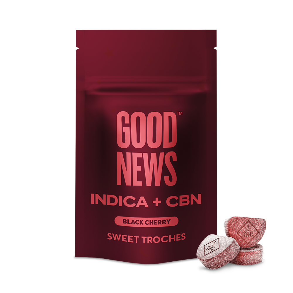 Good News Black Cherry 2:1 THC:CBN (Indica) Troches, 100mg, 10pk